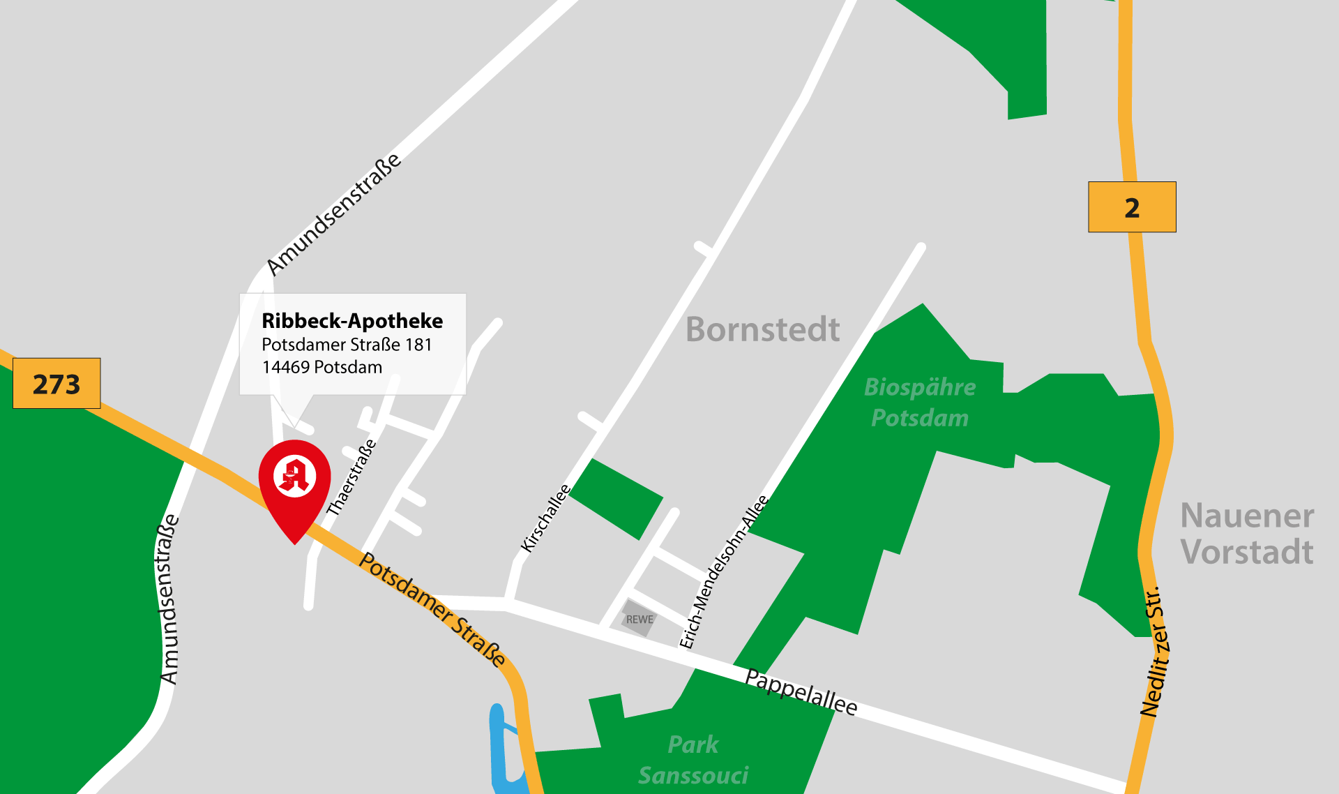 Ribbeck Apotheke Potsdam - Standortkarte