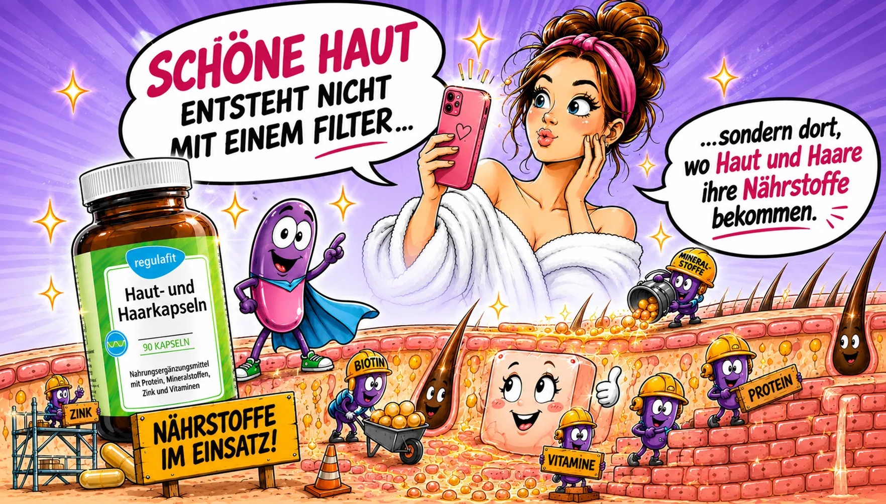 Haut- und Haar Kapseln - mit Protein, Mineralstoffen, Zink und Vitaminen - Produkte des Monats 2026/08