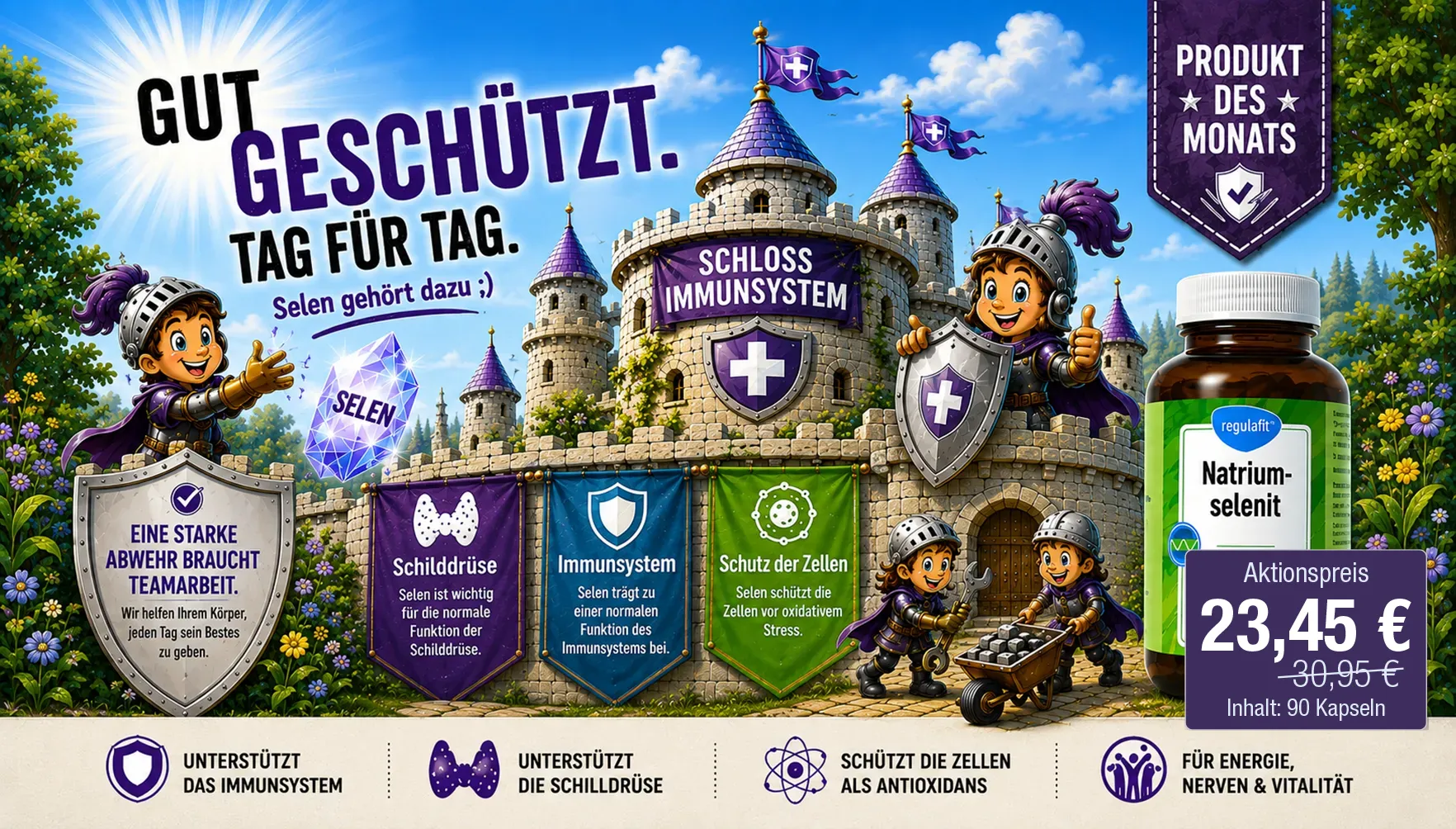 Produkt des Monats = regulafit® Natriumselenit-Kapseln - Angebot 23,45 EUR - Inhalt 90 Kapseln